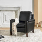 Kunz Transitional Genuine Leather Armchair with Removable Cushion and Nailhead Trims by HULALA HOME