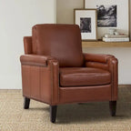 Kunz Transitional Genuine Leather Armchair with Removable Cushion and Nailhead Trims by HULALA HOME