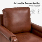 Kunz Transitional Genuine Leather Armchair with Removable Cushion and Nailhead Trims by HULALA HOME