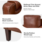 Kunz Transitional Genuine Leather Armchair with Removable Cushion and Nailhead Trims by HULALA HOME