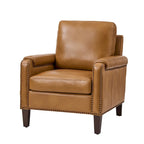 Kunz Transitional Genuine Leather Armchair with Removable Cushion and Nailhead Trims by HULALA HOME