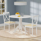 3-Piece Dining Set, 42 Round Drop-Leaf Table and X-Back Chairs