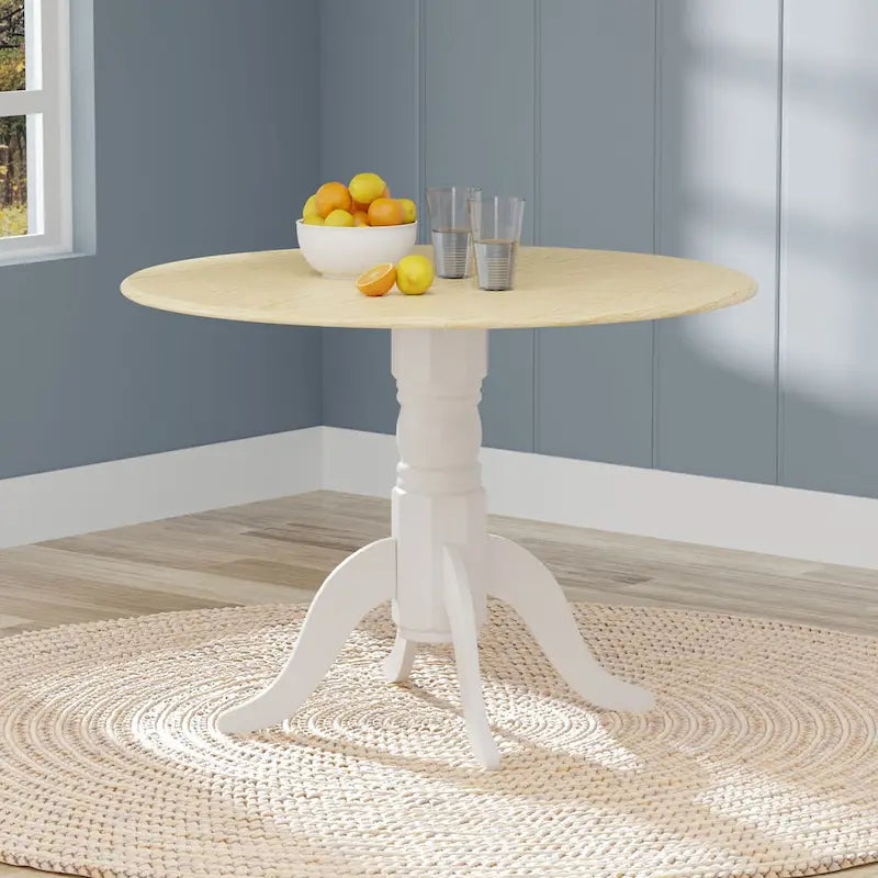 3-Piece Dining Set, 42 Round Drop-Leaf Table and X-Back Chairs