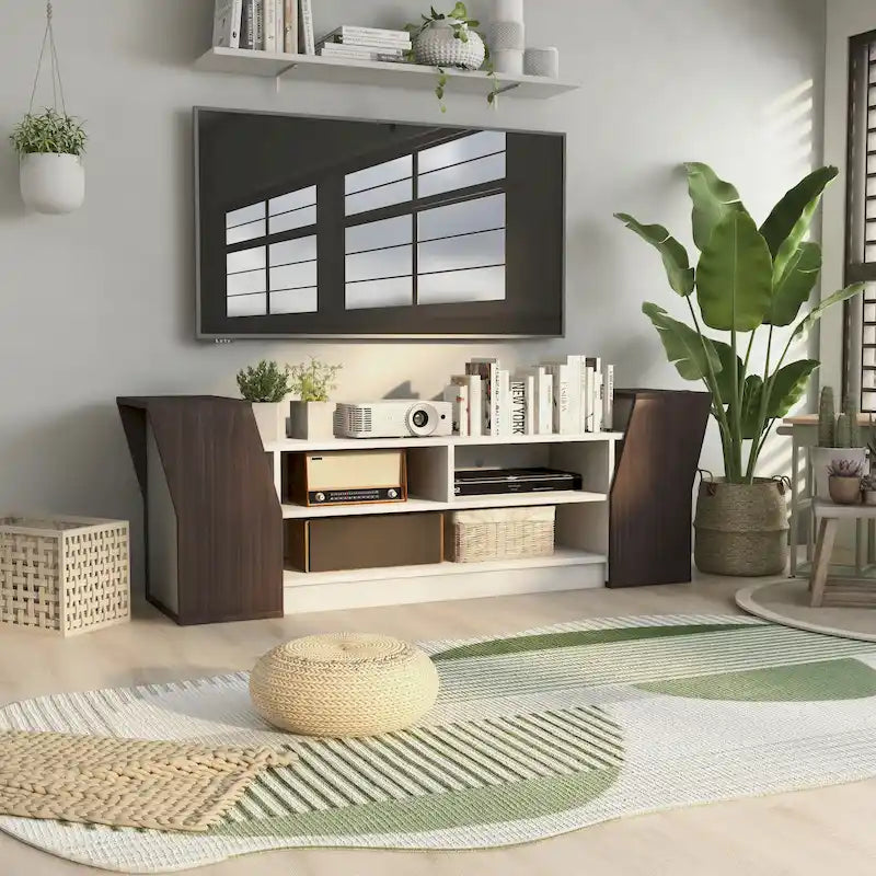 Meuble TV Tai Contemporary 71 po à 3 étagères ouvertes par Furniture of America