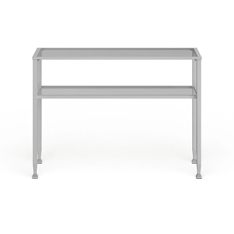SEI Furniture Table Console Métal Or Mat avec Étagère et Plateau en Verre Trempé