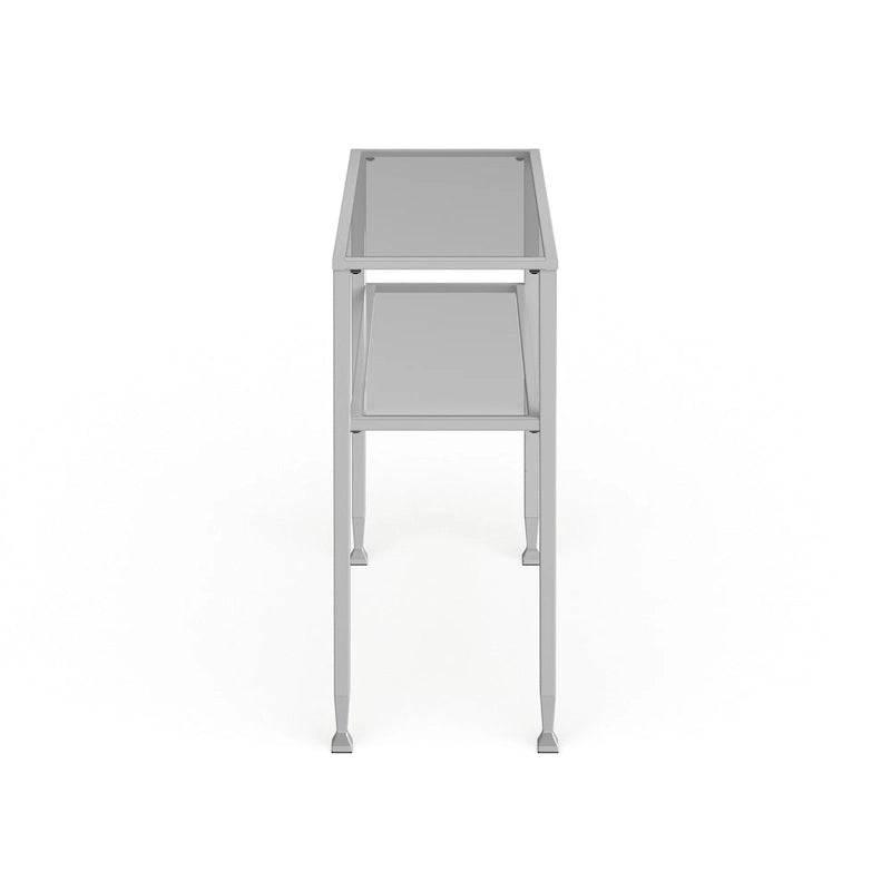 SEI Furniture Table Console Métal Or Mat avec Étagère et Plateau en Verre Trempé