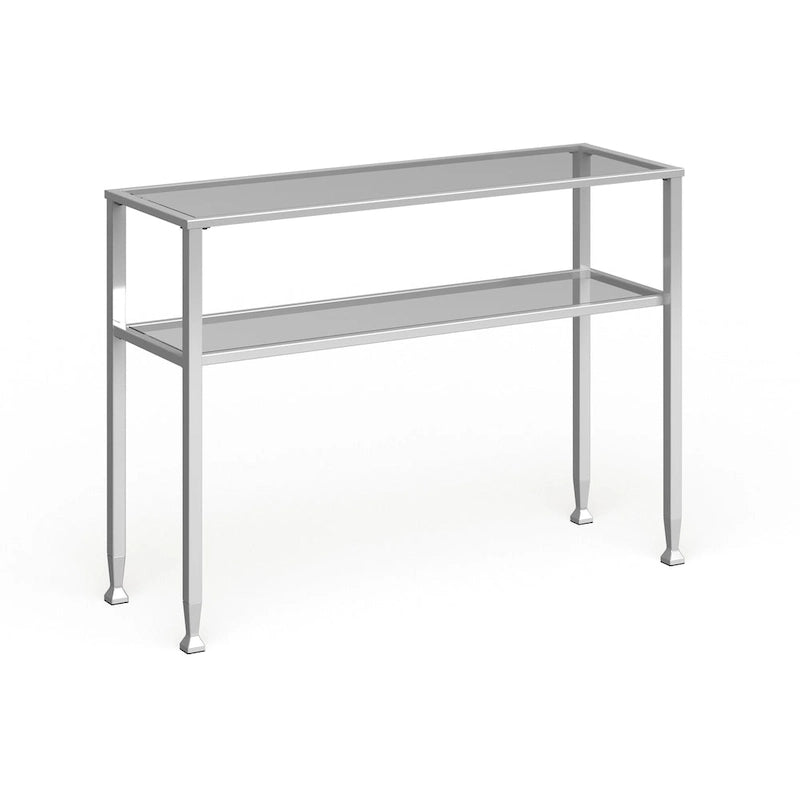 SEI Furniture Table Console Métal Or Mat avec Étagère et Plateau en Verre Trempé