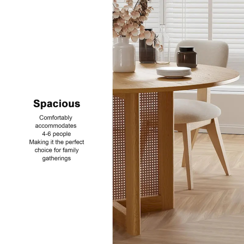 Table à manger ronde en bois massif de 52 pouces pour 6 personnes de style nordique - 52*30