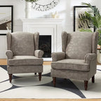 Fauteuil d'appoint traditionnel Epimethis en tissu avec pieds tournés, lot de 2 par HULALA HOME