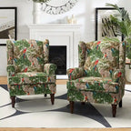 Fauteuil d'appoint traditionnel Epimethis en tissu avec pieds tournés, lot de 2 par HULALA HOME