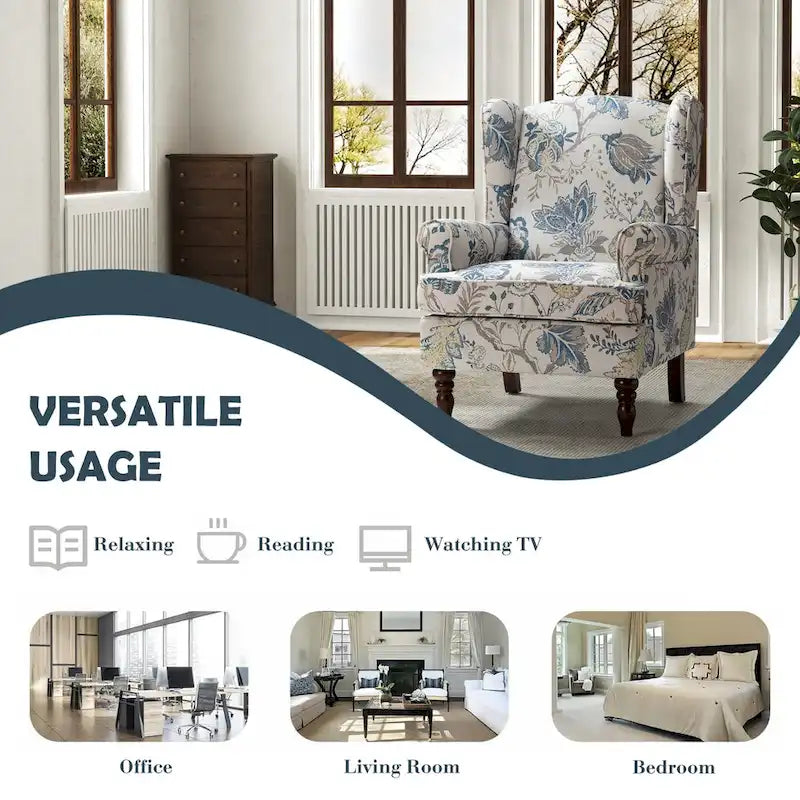 Fauteuil d'appoint traditionnel Epimethis en tissu avec pieds tournés, lot de 2 par HULALA HOME