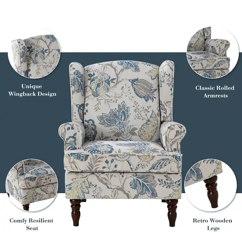 Fauteuil d'appoint traditionnel Epimethis en tissu avec pieds tournés, lot de 2 par HULALA HOME