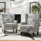 Fauteuil d'appoint traditionnel Epimethis en tissu avec pieds tournés, lot de 2 par HULALA HOME