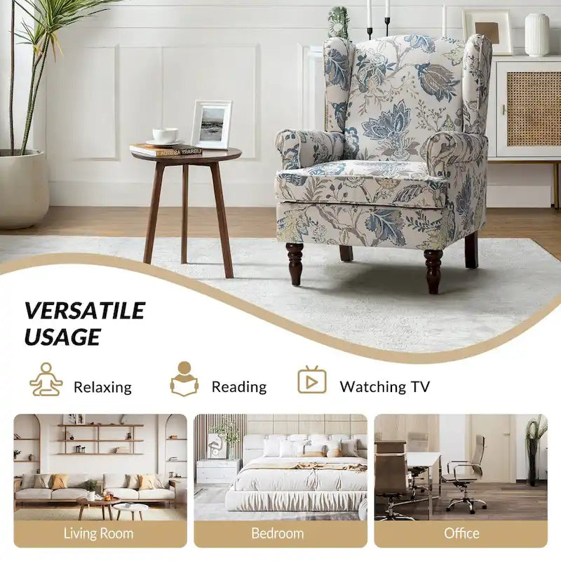 Fauteuil d'appoint traditionnel Epimethis en tissu avec pieds tournés, lot de 2 par HULALA HOME