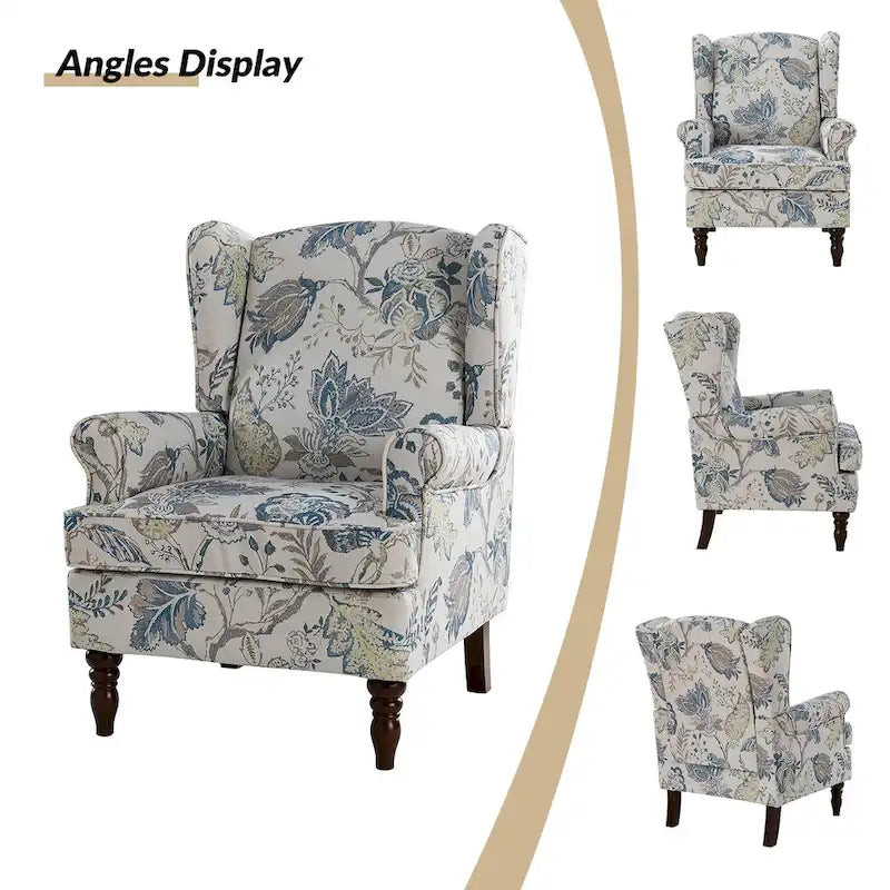 Fauteuil d'appoint traditionnel Epimethis en tissu avec pieds tournés, lot de 2 par HULALA HOME