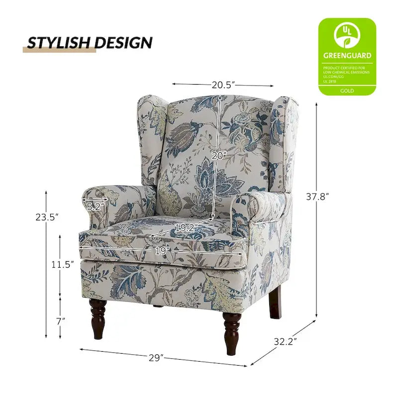 Fauteuil d'appoint traditionnel Epimethis en tissu avec pieds tournés, lot de 2 par HULALA HOME