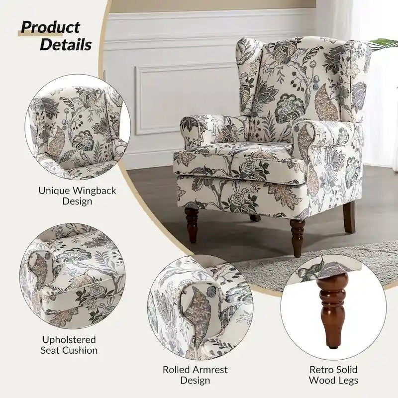 Fauteuil d'appoint traditionnel Epimethis en tissu avec pieds tournés, lot de 2 par HULALA HOME