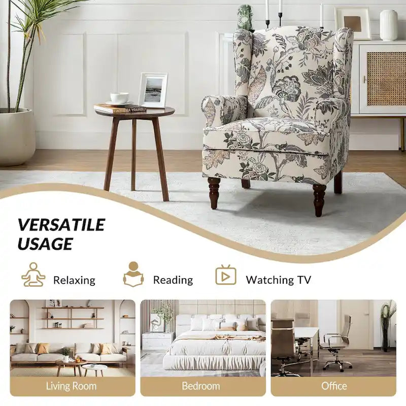 Fauteuil d'appoint traditionnel Epimethis en tissu avec pieds tournés, lot de 2 par HULALA HOME
