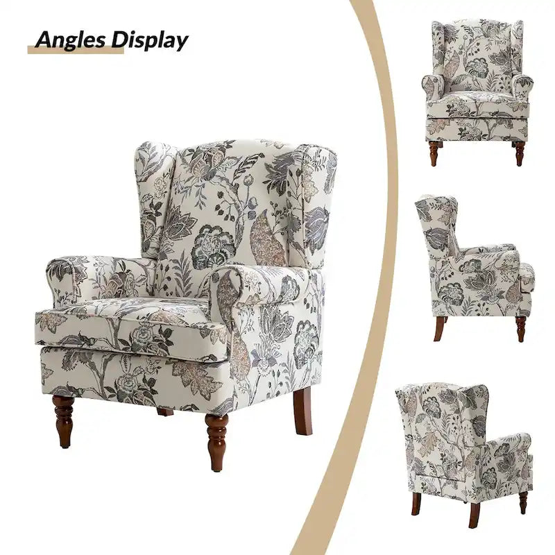 Fauteuil d'appoint traditionnel Epimethis en tissu avec pieds tournés, lot de 2 par HULALA HOME