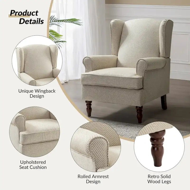 Fauteuil d'appoint traditionnel Epimethis en tissu avec pieds tournés, lot de 2 par HULALA HOME