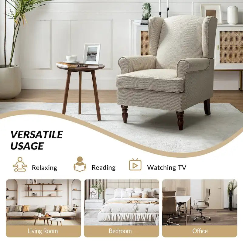 Fauteuil d'appoint traditionnel Epimethis en tissu avec pieds tournés, lot de 2 par HULALA HOME