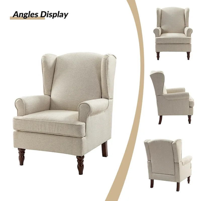 Fauteuil d'appoint traditionnel Epimethis en tissu avec pieds tournés, lot de 2 par HULALA HOME