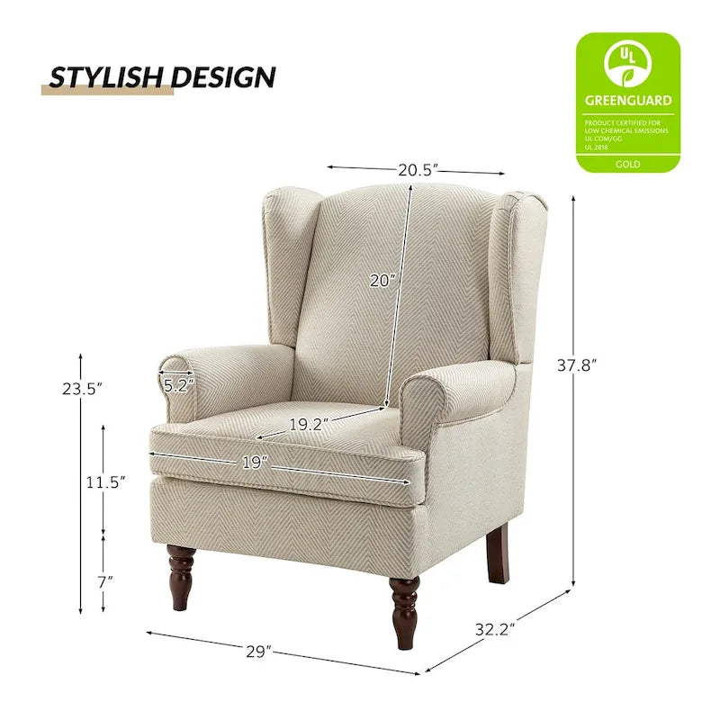 Fauteuil d'appoint traditionnel Epimethis en tissu avec pieds tournés, lot de 2 par HULALA HOME