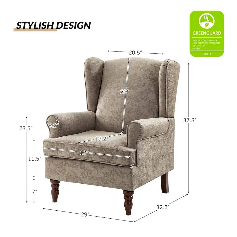 Fauteuil d'appoint traditionnel Epimethis en tissu avec pieds tournés, lot de 2 par HULALA HOME