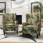Fauteuil d'appoint traditionnel Epimethis en tissu avec pieds tournés, lot de 2 par HULALA HOME