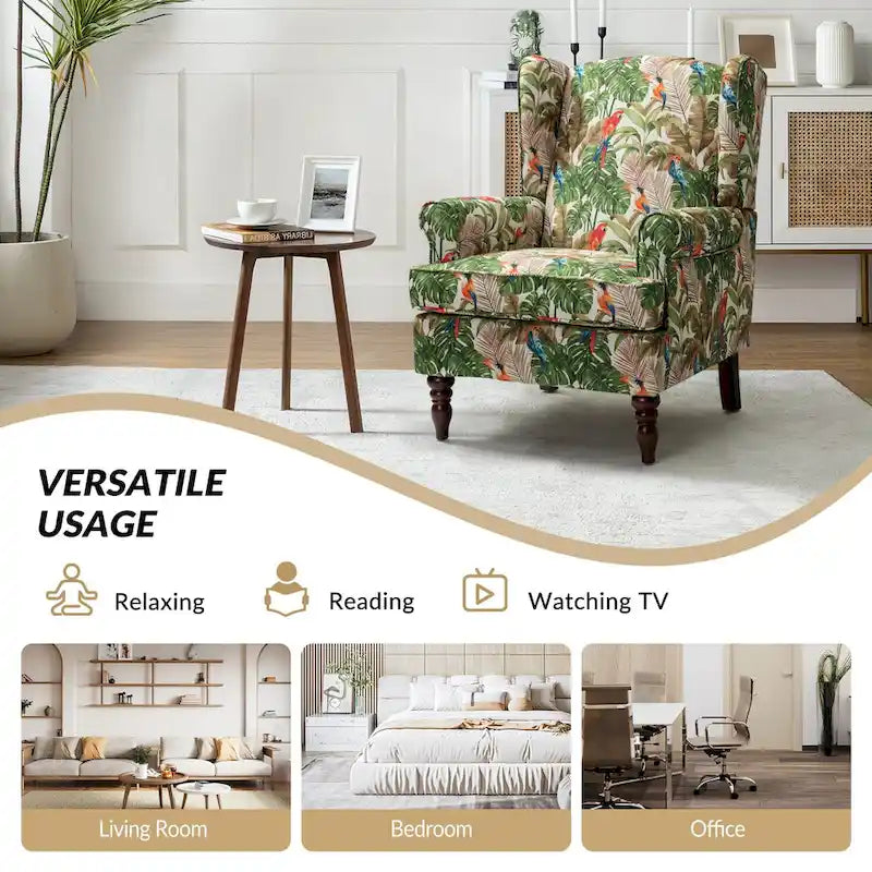 Fauteuil d'appoint traditionnel Epimethis en tissu avec pieds tournés, lot de 2 par HULALA HOME