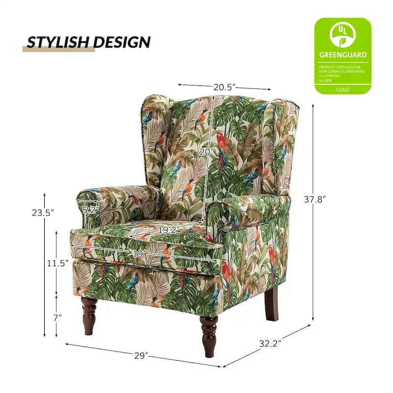 Fauteuil d'appoint traditionnel Epimethis en tissu avec pieds tournés, lot de 2 par HULALA HOME