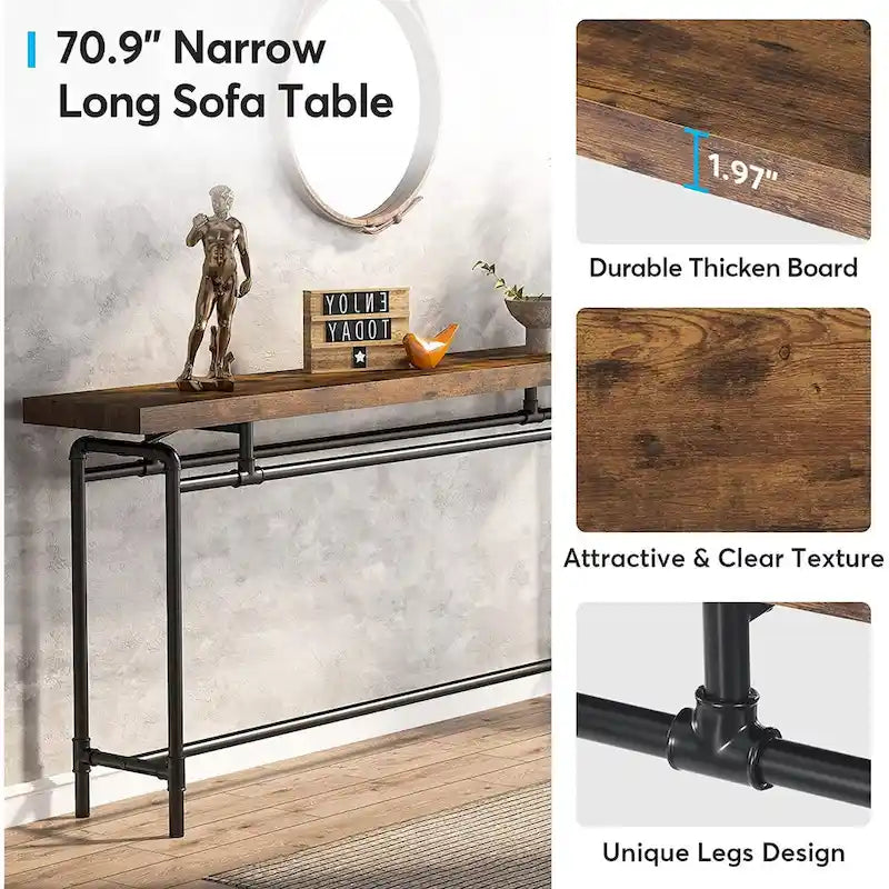 Console, table d'entrée longue et étroite de 180 cm pour salon - 30P x 180L x 90H cm