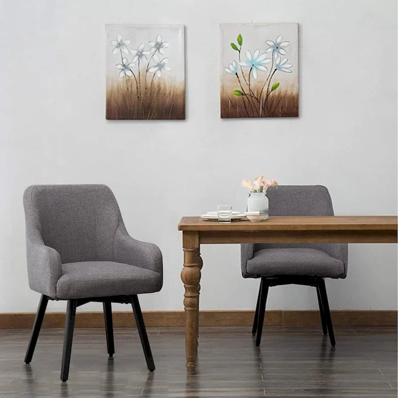 Lot de 2 chaises de salle à manger pivotantes, fauteuils rembourrés, chaises de salon, chaise de bureau avec accoudoirs