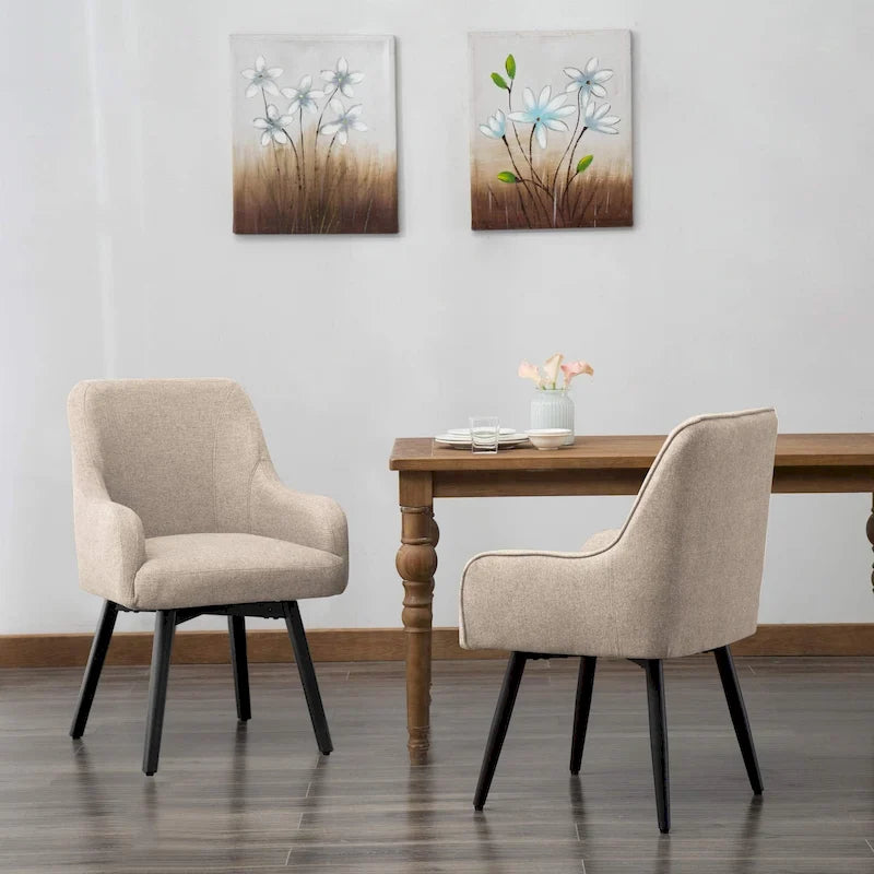 Lot de 2 chaises de salle à manger pivotantes, fauteuils rembourrés, chaises de salon, chaise de bureau avec accoudoirs
