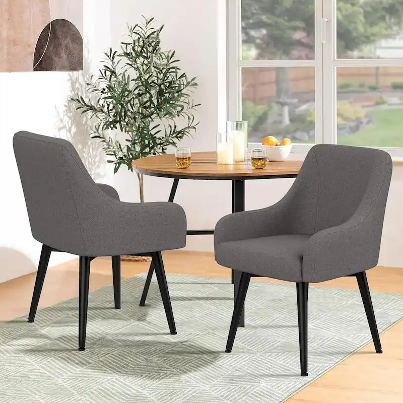 Lot de 2 chaises de salle à manger pivotantes, fauteuils rembourrés, chaises de salon, chaise de bureau avec accoudoirs