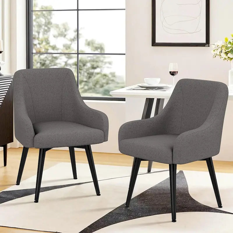 Lot de 2 chaises de salle à manger pivotantes, fauteuils rembourrés, chaises de salon, chaise de bureau avec accoudoirs