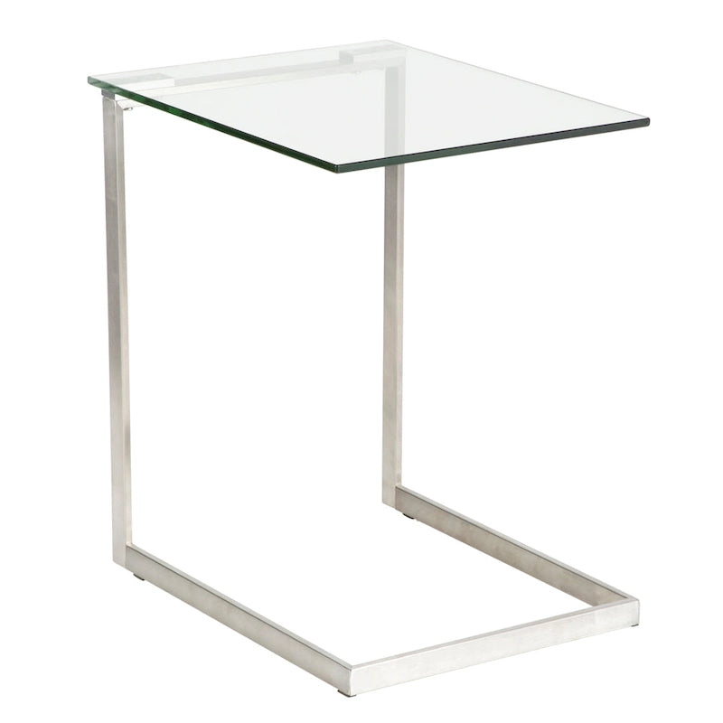 Table d'appoint Porch & Den Birchshire en acier inoxydable/verre