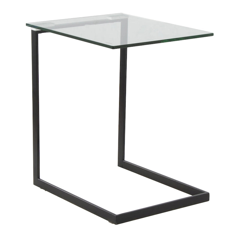 Table d'appoint Porch & Den Birchshire en acier inoxydable/verre