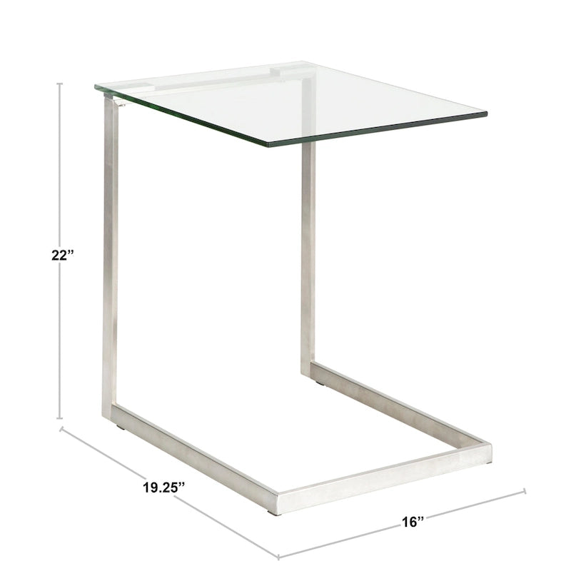 Table d'appoint Porch & Den Birchshire en acier inoxydable/verre
