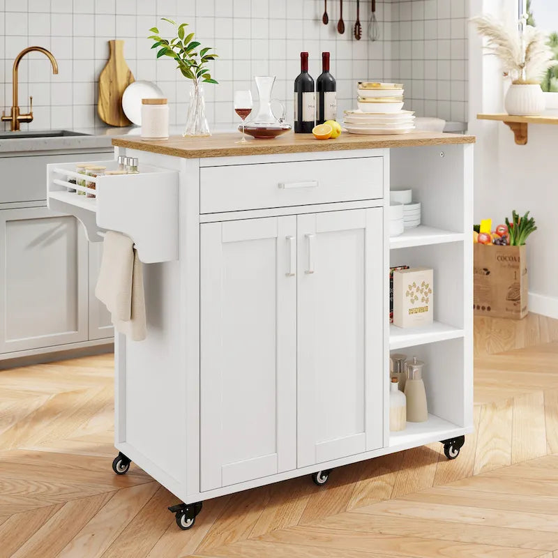 Moasis Desserte de cuisine roulante avec placard de rangement à roulettes