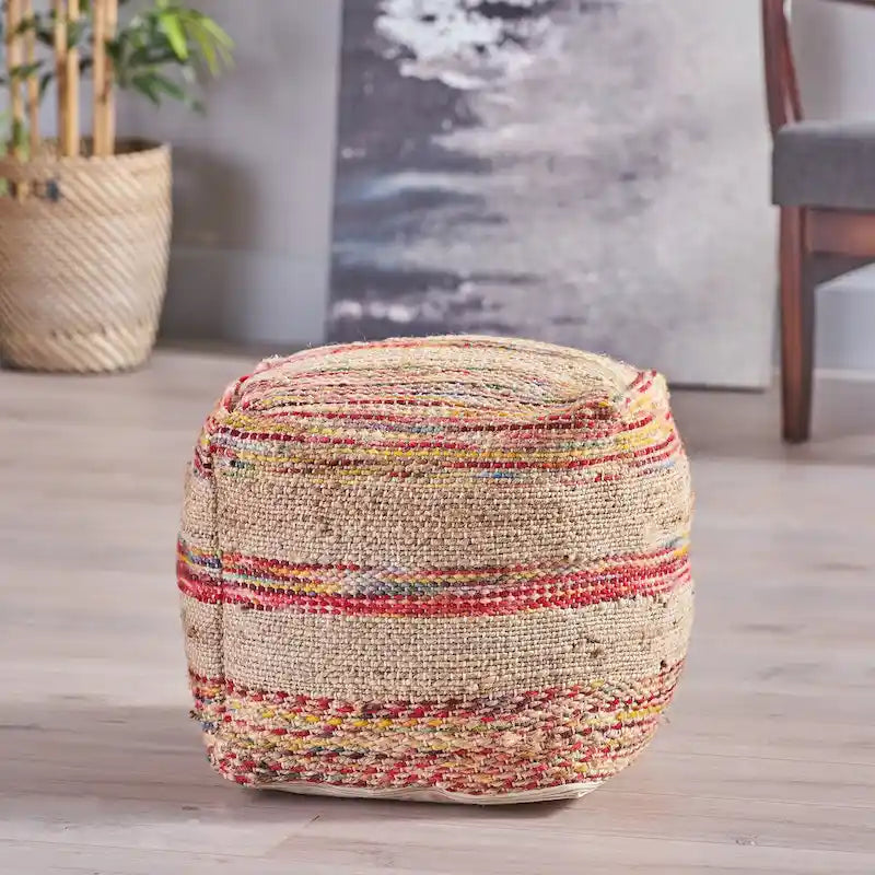 Pouf en tissu bohème fait à la main Caiman de Christopher Knight Home