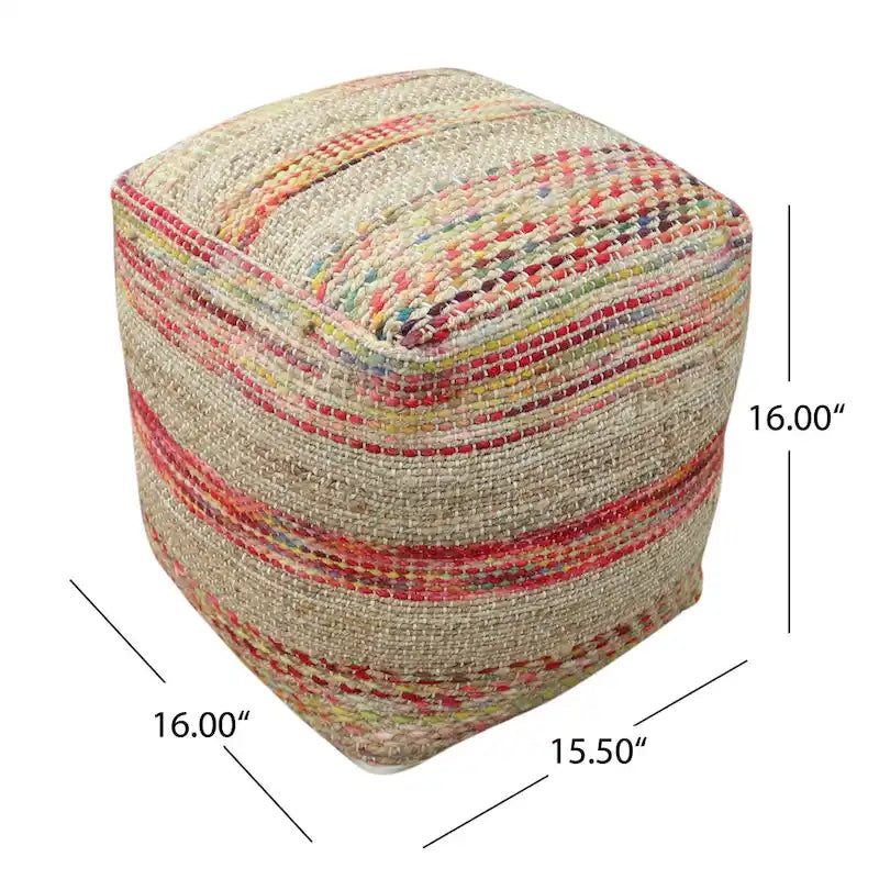 Pouf en tissu bohème fait à la main Caiman de Christopher Knight Home