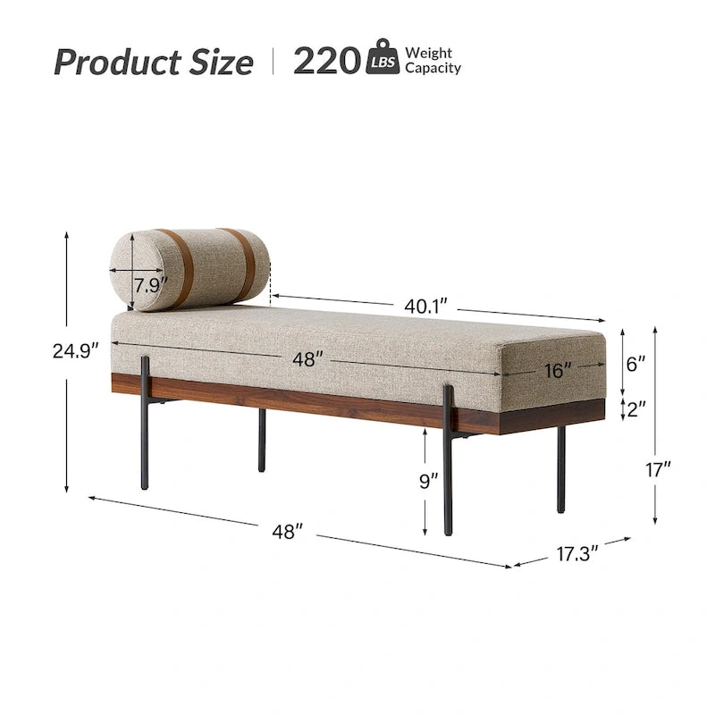 Banc d'entrée Damacio avec coussin amovible