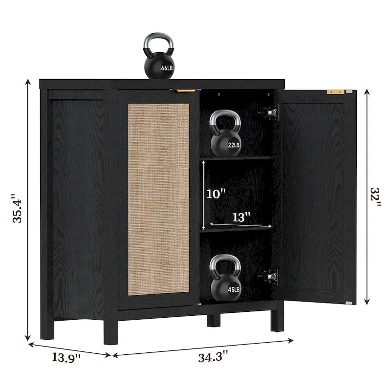SICOTAS Buffet en rotin avec 2 portes - N/A