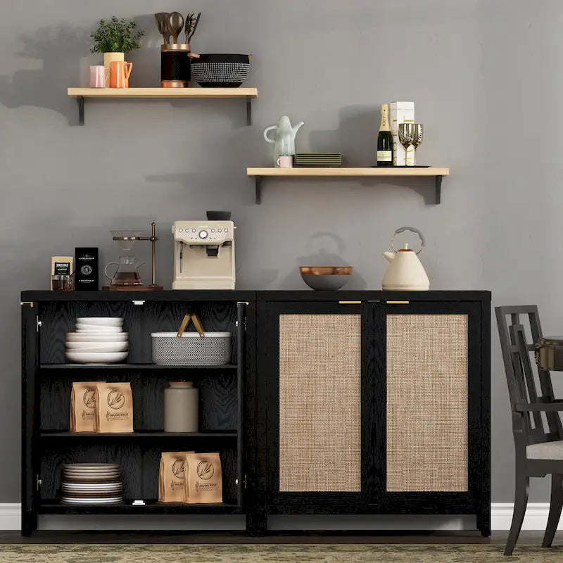 SICOTAS Buffet en rotin avec 2 portes - N/A