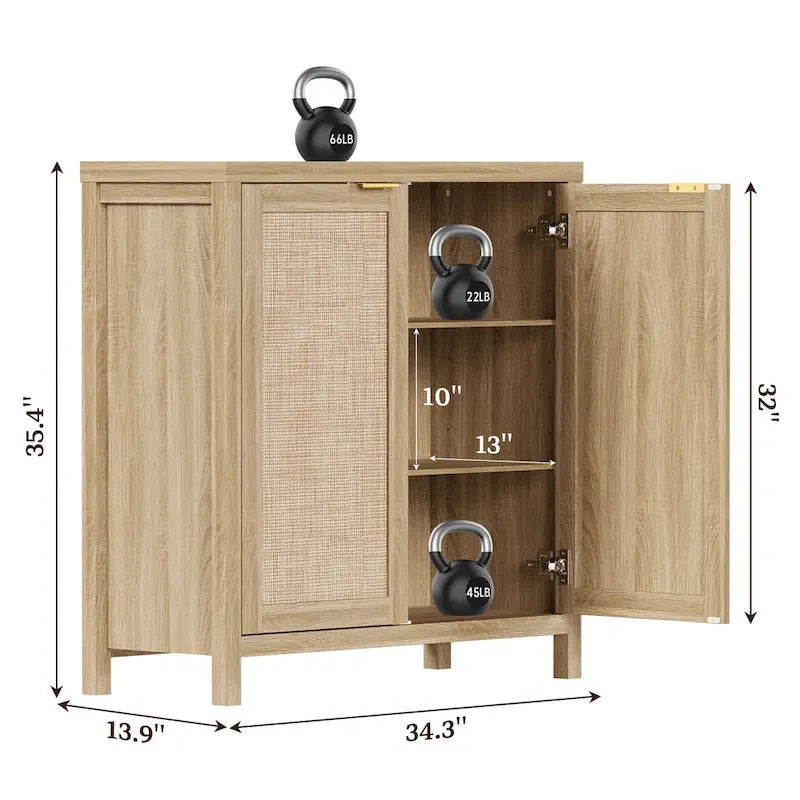 SICOTAS Buffet en rotin avec 2 portes - N/A