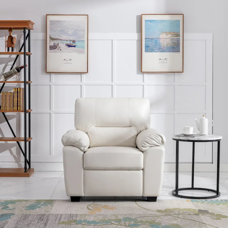 Morden Fort Upholstered Living Room Set, 2 Pieces - Faux Leather chair, Loveseat