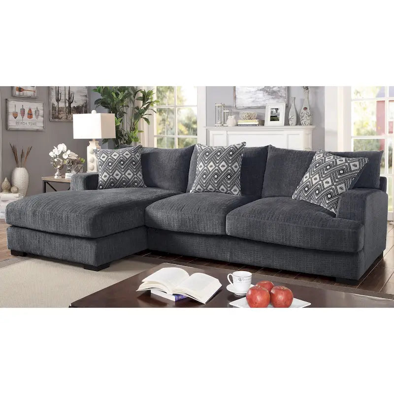 Kintra Contemporary Chenille Cushioned L-Shaped Sectional by Furniture of America