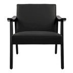 Faux Leather Accent Chair Solid Wood Armchair in Black Finish