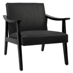 Faux Leather Accent Chair Solid Wood Armchair in Black Finish